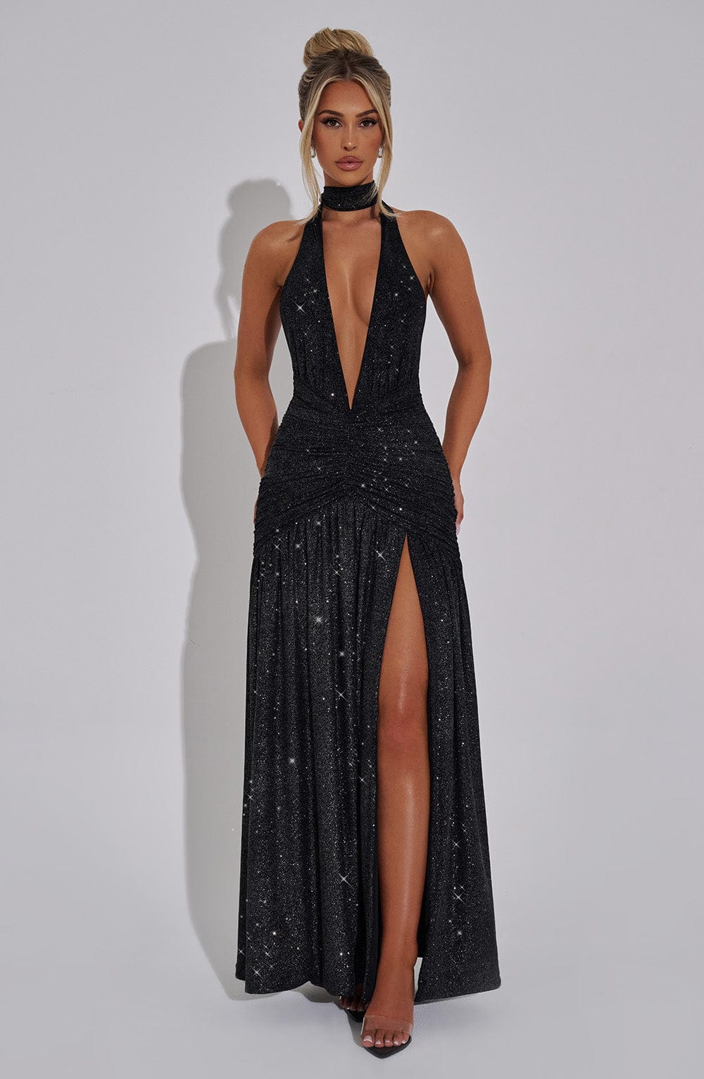 Silvia Maxi Dress | Black Sparkle