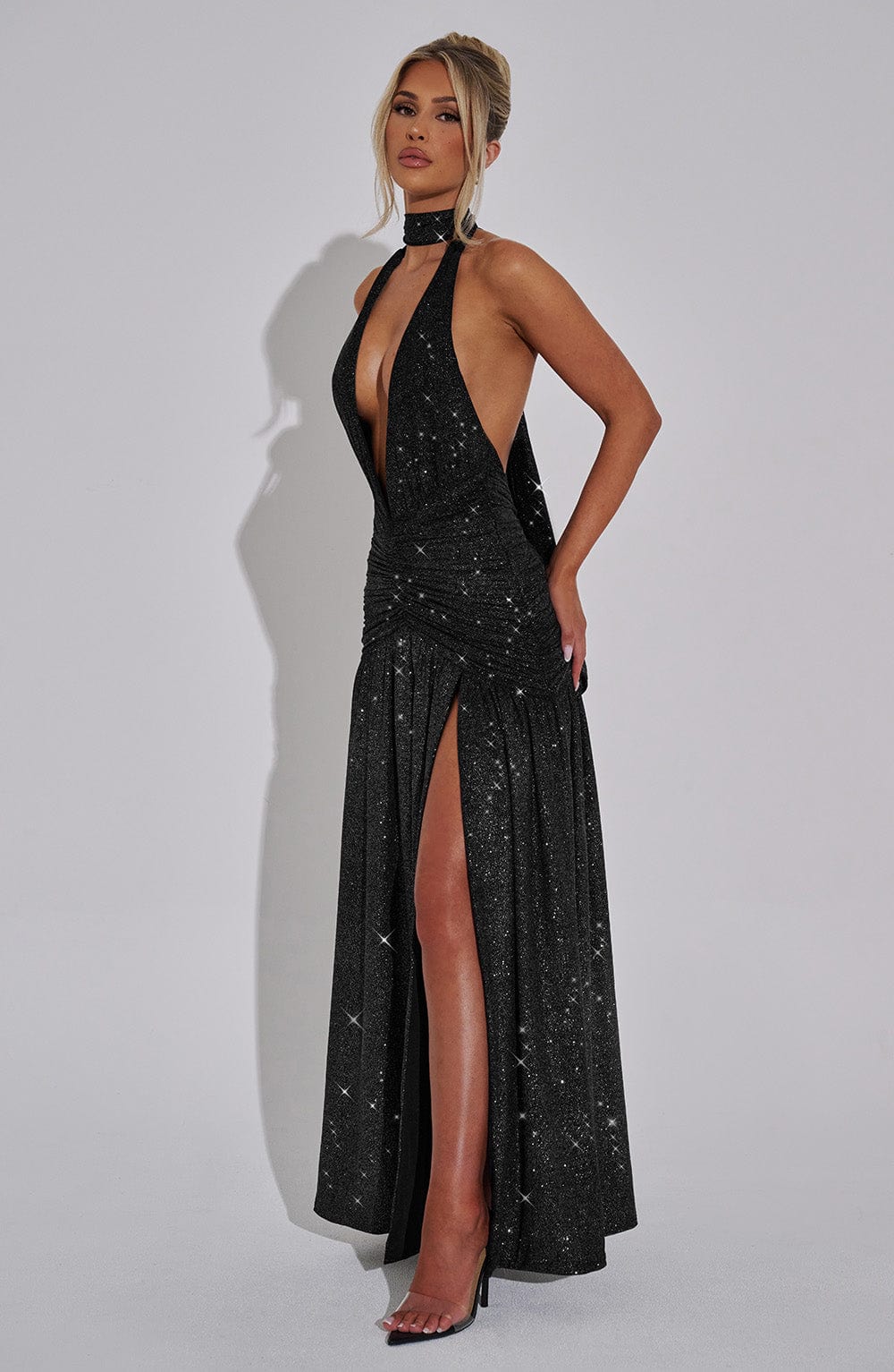 Silvia Maxi Dress | Black Sparkle